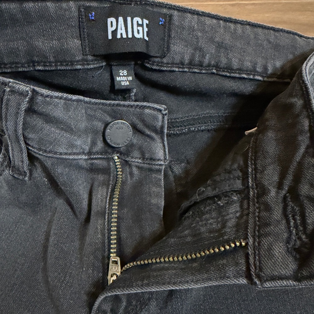 Paige Verdugo Ankle Skinny Jeans Faded Black Mid Rise Womens Size 28 Made in USA - Picture 2 of 7